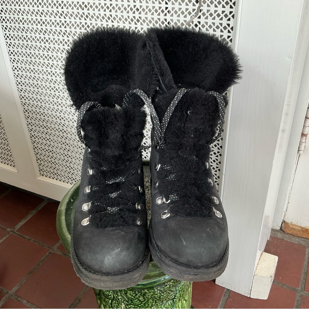J. Crew Women's Black Fur-Lined Boots